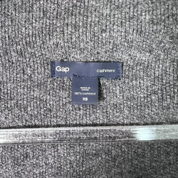 Gap 100% Cashmere Cardigan Cascade Neckline Open Front XS Grey - Picture 2 of 6